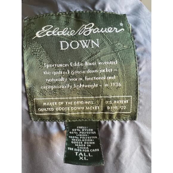 Eddie Bauer Premium Brown Goose Down Puffer Vest Full Zip Pockets Adult XL Tall - Picture 10 of 16